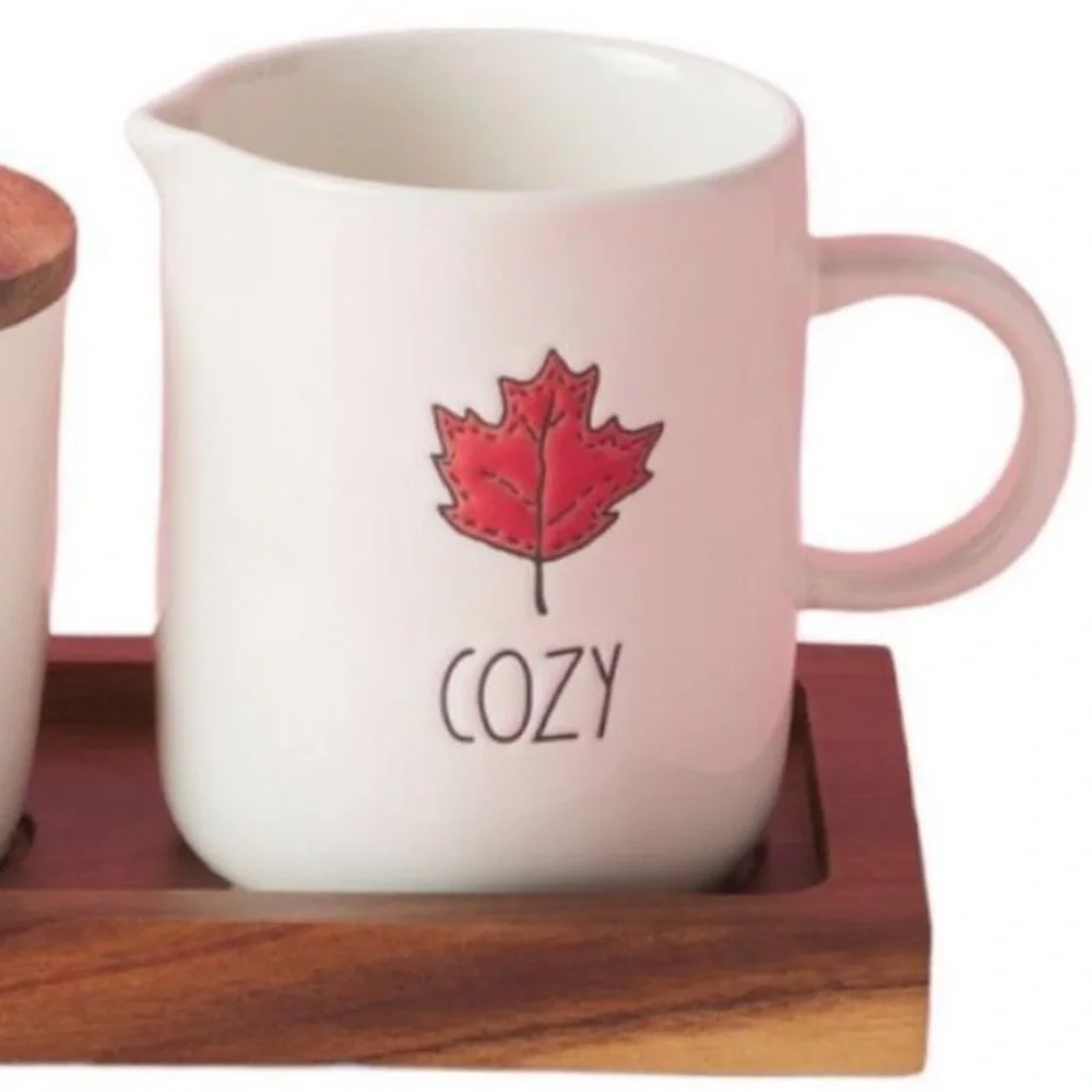 Rae Dunn 3 piece cream and sugar set (Gather Cozy)